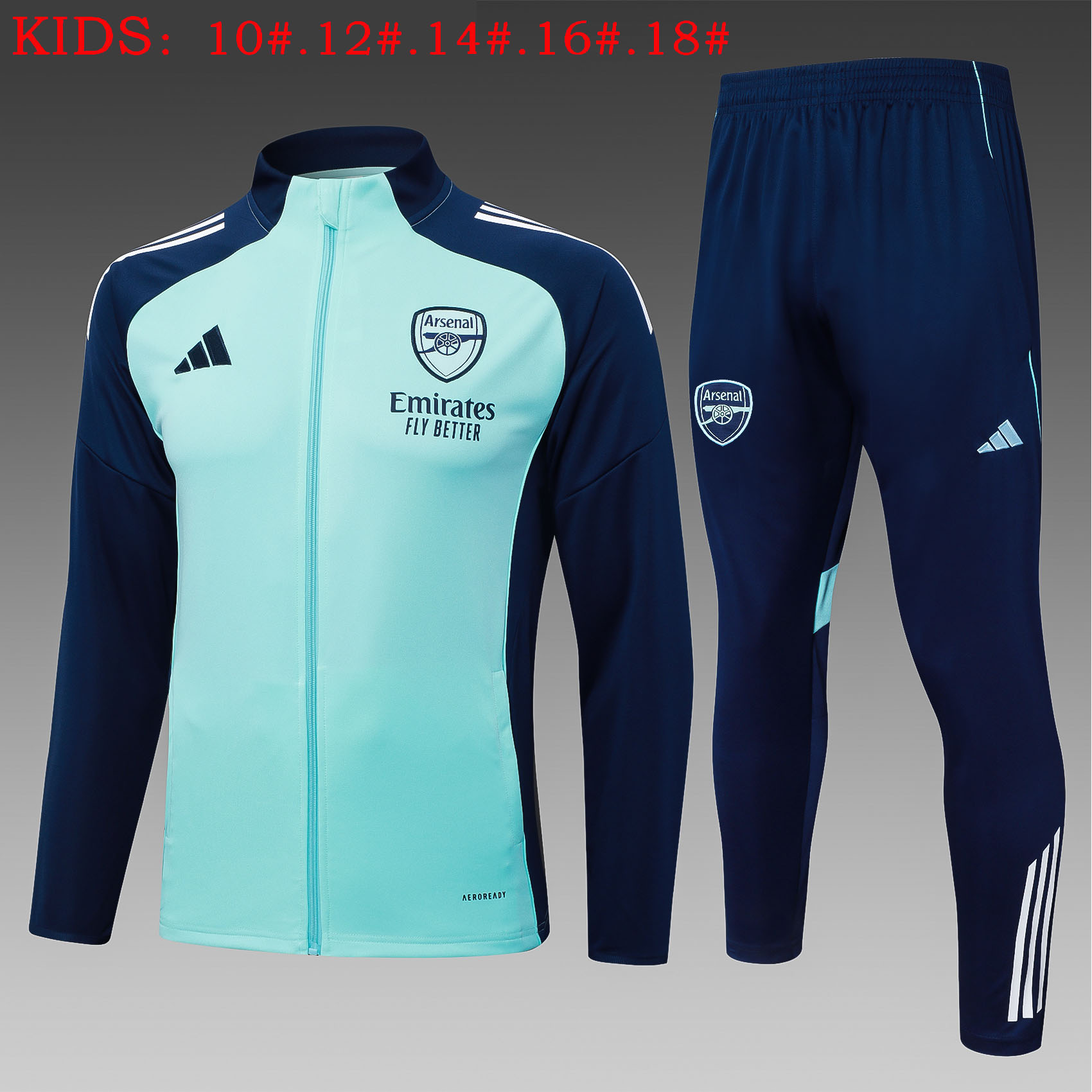 Kids Arsenal Training Kit (Jacket+Pants) Light Green 2025/26 - sinoshirt