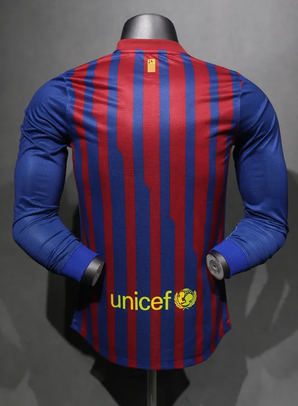 Authentic Barcelona Retro Jersey Home Long Sleeve Soccer Shirt 2011-12 - sinoshirt