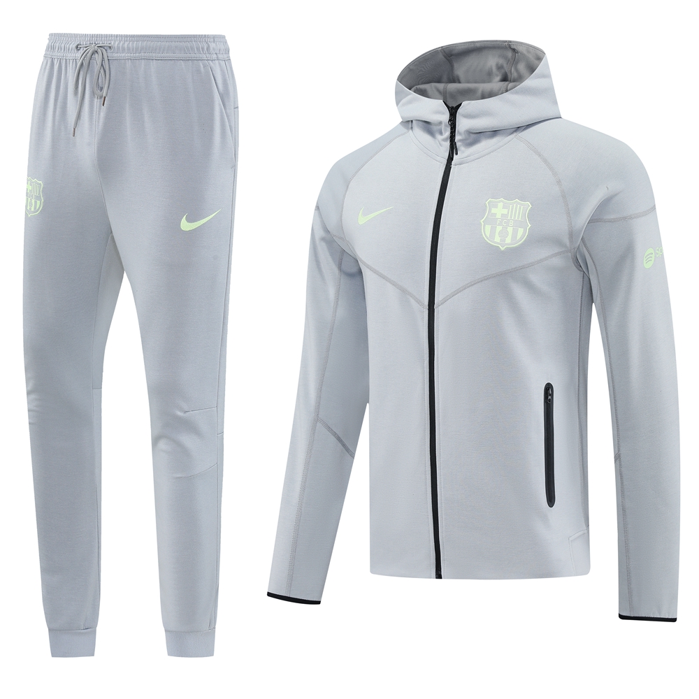Barcelona Hoodie Training Kit (Jacket+Pants) Grey 2025/26 - sinoshirt