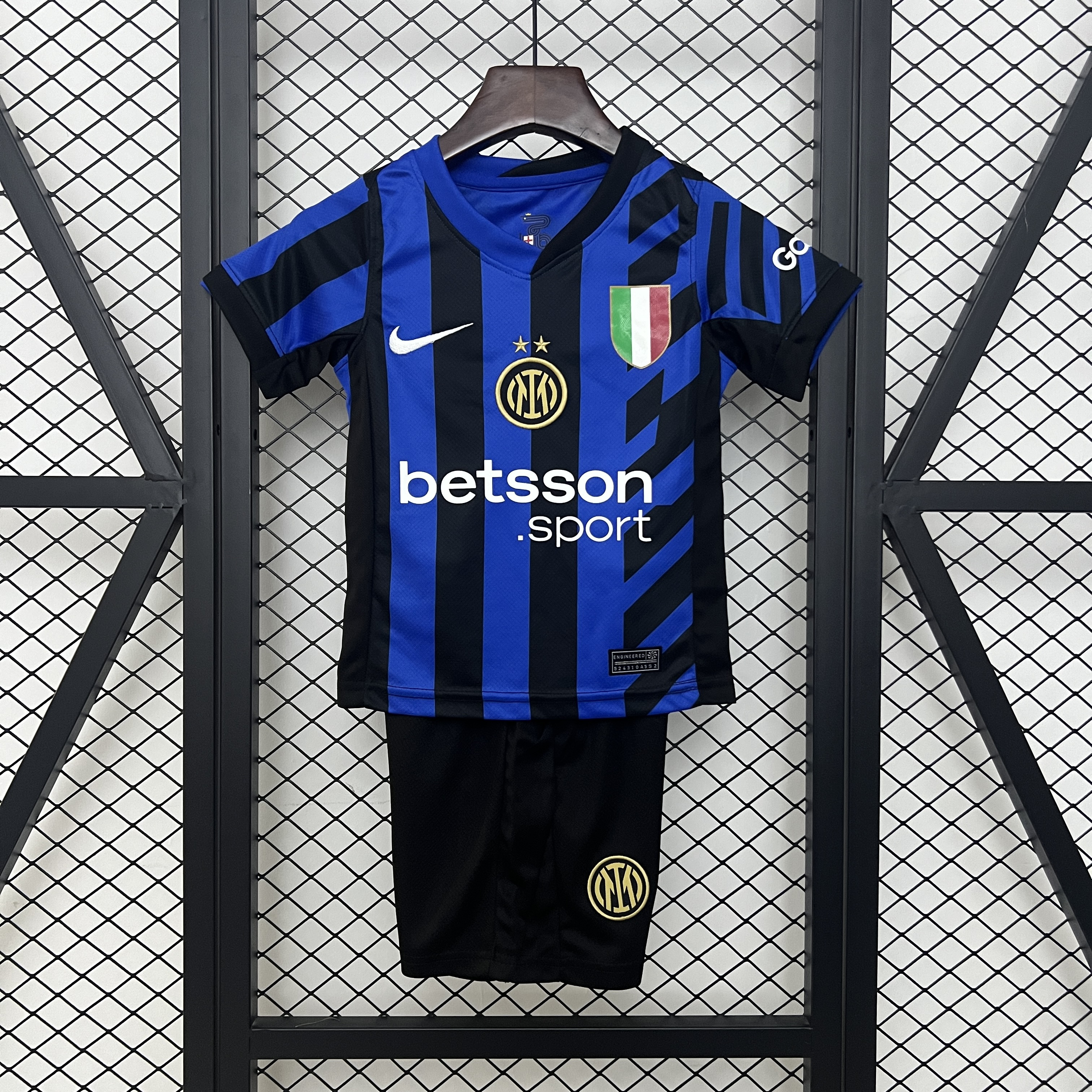 Inter Milan Soccer Jersey Home Kids Kit Jerseys+Shorts 2024/25 - sinoshirt