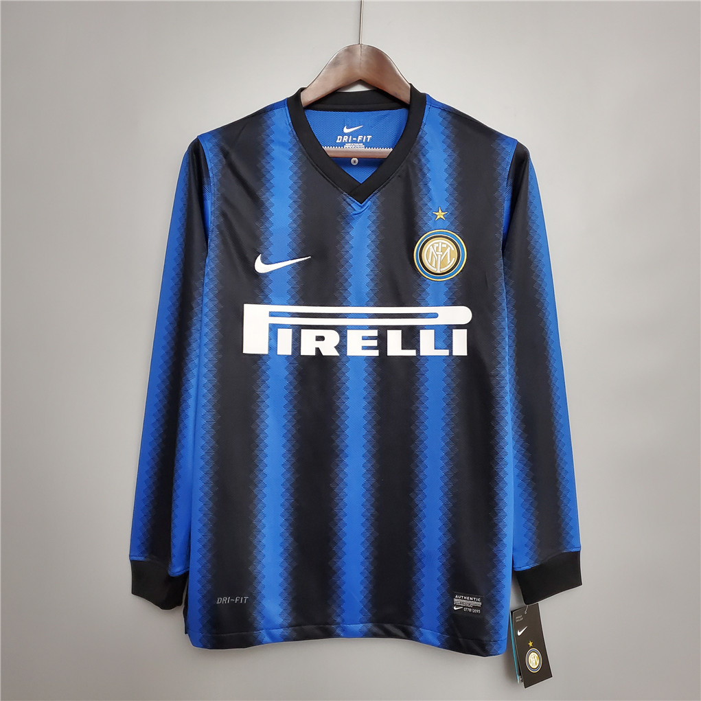 Inter Milan Jersey Custom Home Retro Soccer Jersey Long Sleeve 2010/11 - sinoshirt