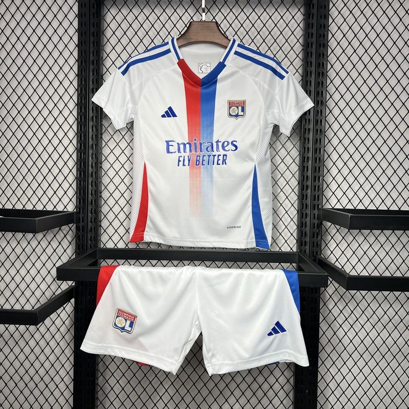 Olympique Lyonnais Football Jersey Home Kids Kit Jerseys+Shorts 2024/25 - sinoshirt