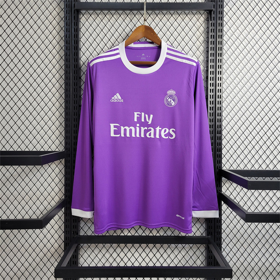 Real Madrid Retro Jersey Away Soccer Shirt Long Sleeve 2016/17 - sinoshirt