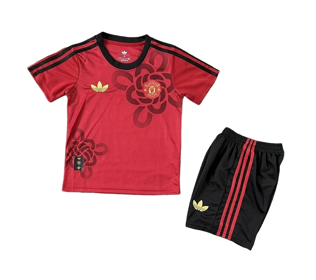 Manchester United Chinese Knot Cultral Story Kids Kit Jersey+Shorts 2025/26 - sinoshirt