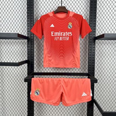 Real Madrid Soccer Jersey Orange Goalkeeper Kids Kit Jersey+Shorts 2025/26 - sinoshirt