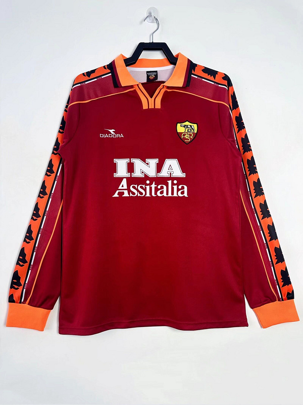 Roma Retro Soccer Jersey Home Long Sleeve Custom Shirt 1998/99 - sinoshirt