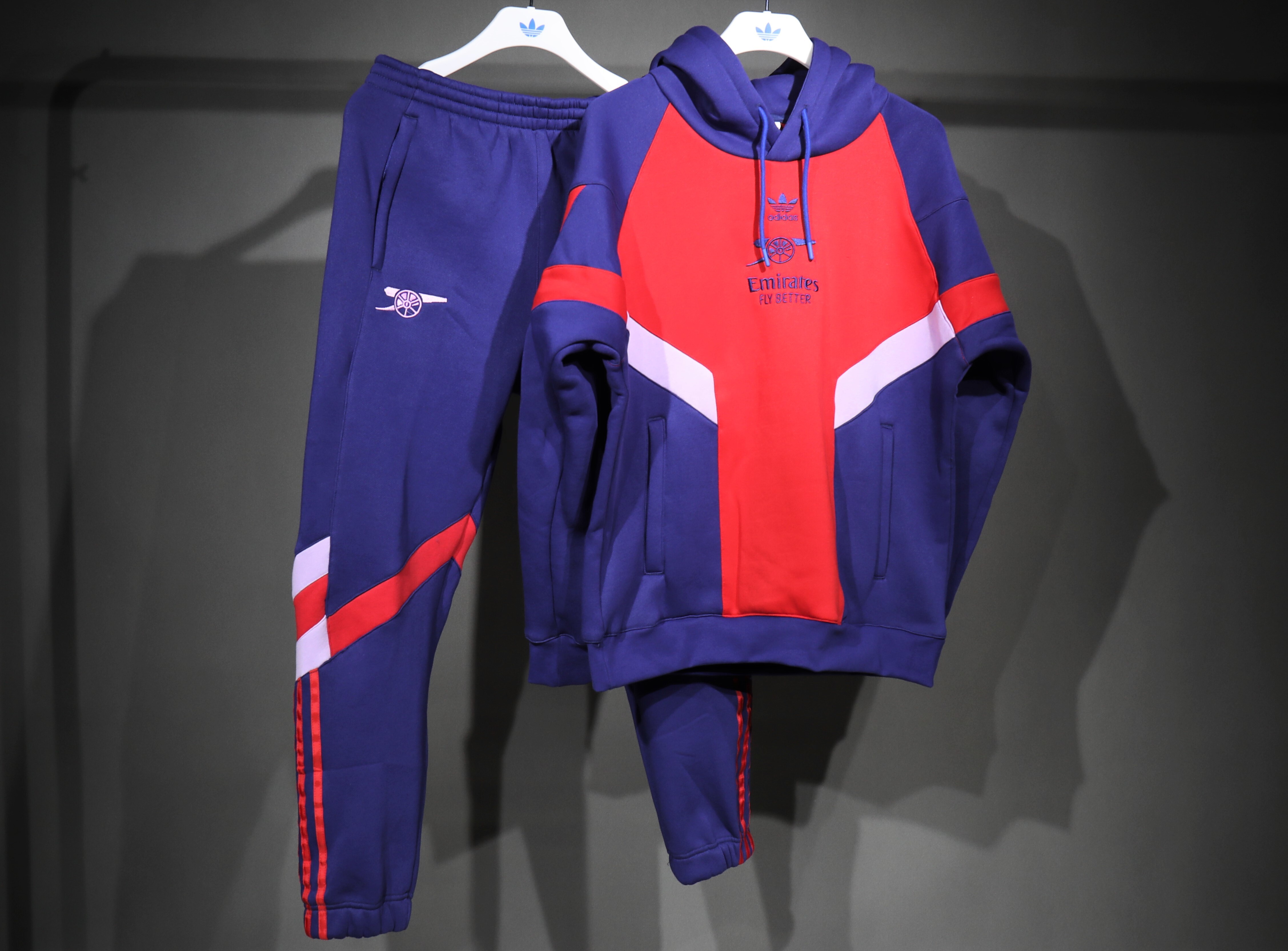Arsenal Hoodie Training Kit Fleece-Lined Thick (Sweatshirt+Pants) Red&Blue 2025/26 - sinoshirt