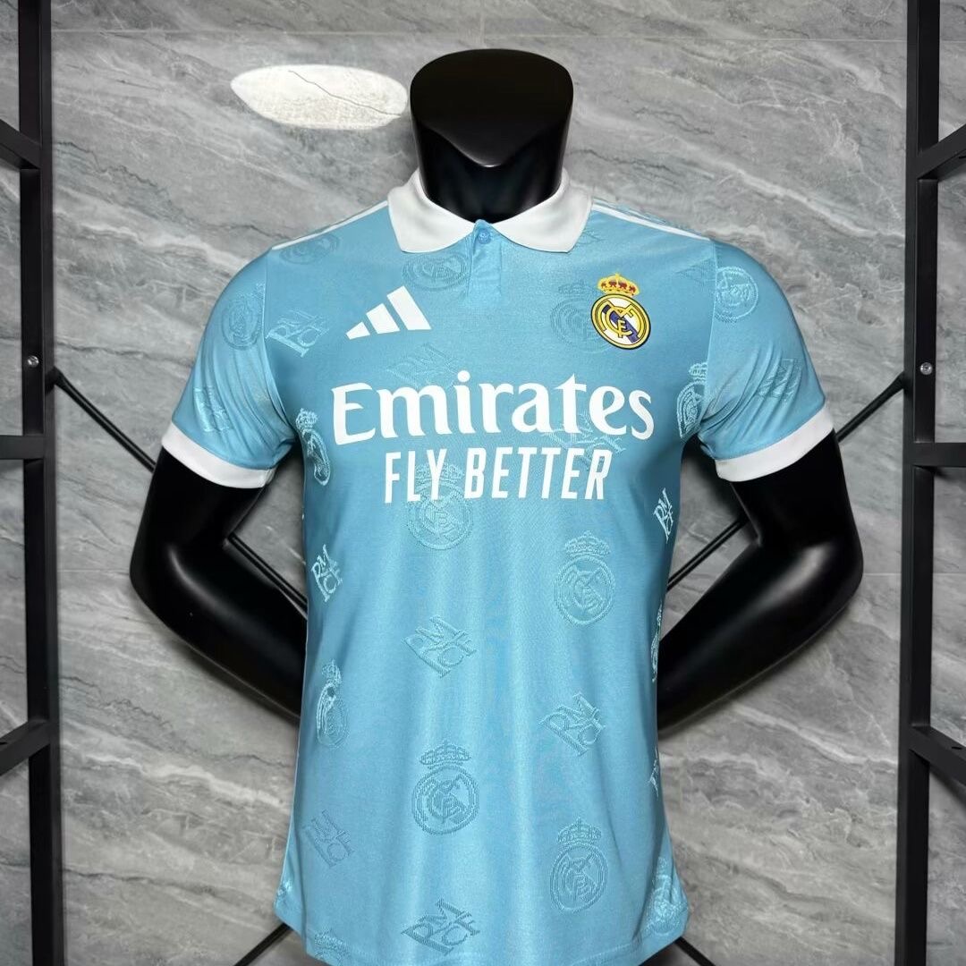 Real Madrid Authentic Football Jersey Blue Polo Special Edition Shirt 2025/26 - sinoshirt