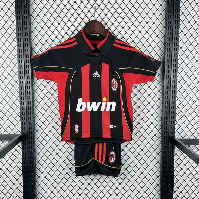 AC Milan Retro Soccer Jersey Home Kids Kit Jersey+Shorts 2006/07 - sinoshirt