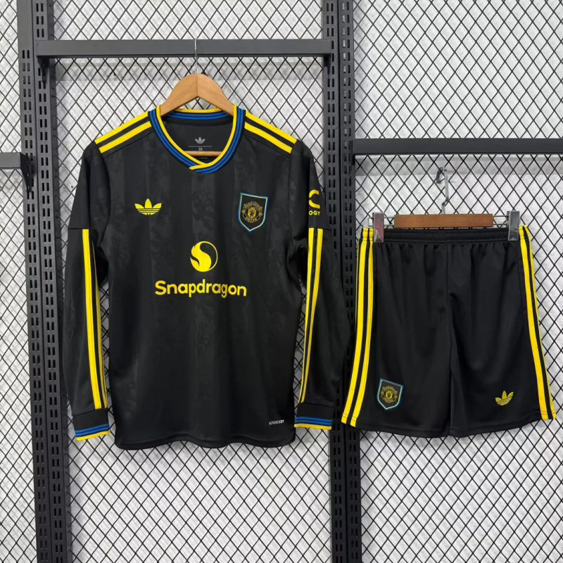 Manchester United Third Away Kids Long Sleeve Kit Jersey+Shorts 2025/26 - sinoshirt