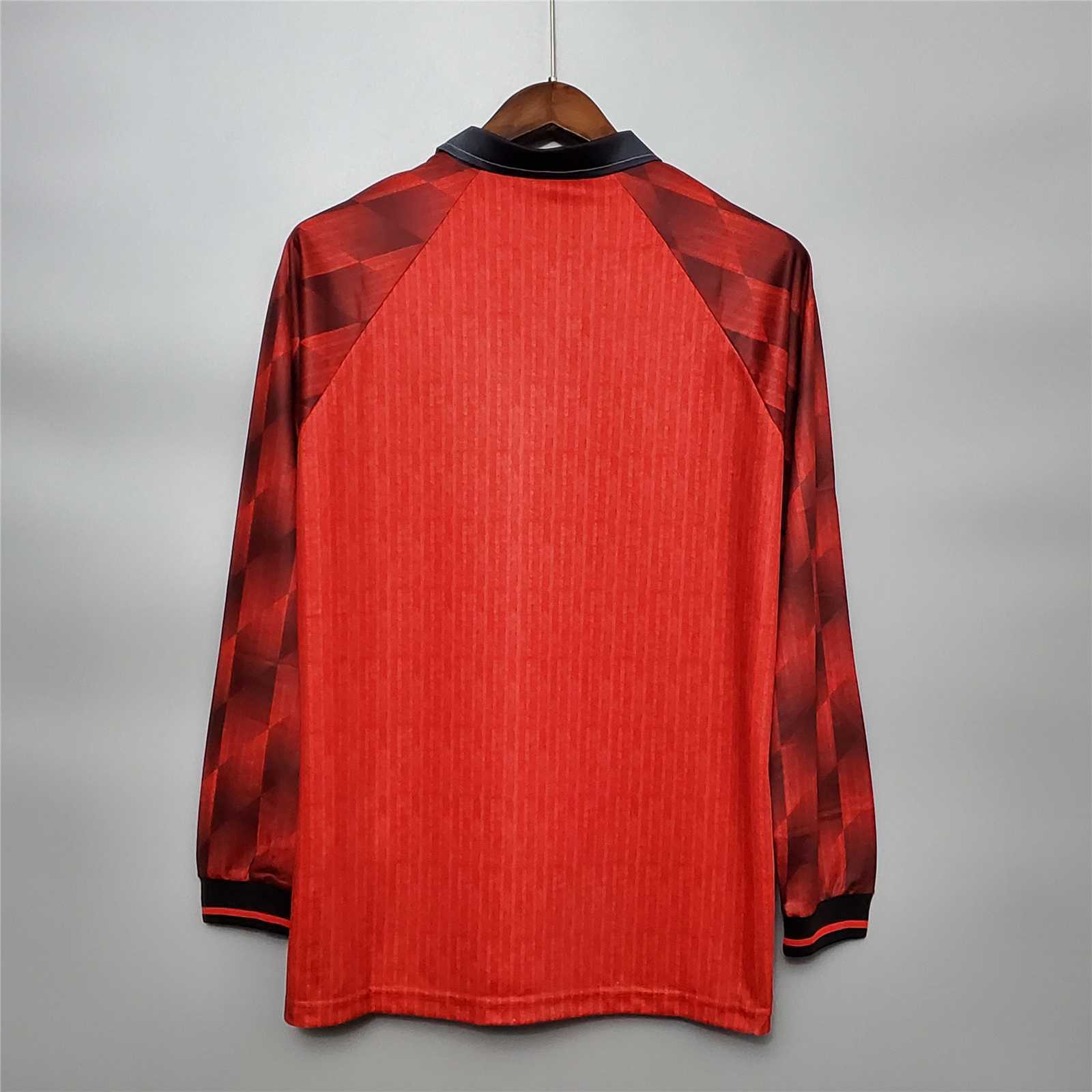 Manchester United Retro Football Jersey Home Long Sleeve Custom Shirt 1996/98 - sinoshirt