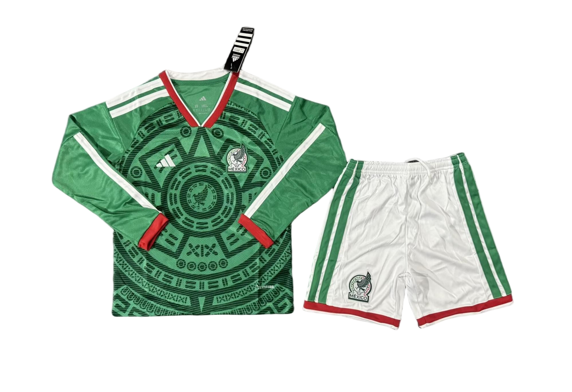 Mexico Soccer Jersey Home Long Sleeve Kids Kit Jersey+Shorts World Cup 2026 - sinoshirt