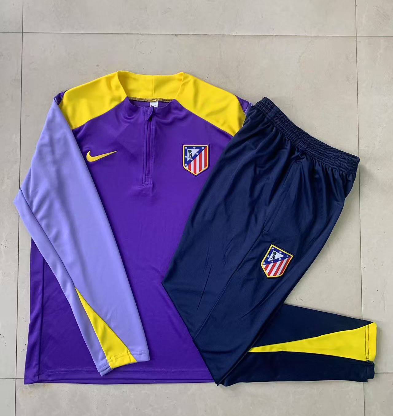 Kids Atletico Madrid Training Kit (Sweatshirt+Pants) Purple 2025/26 - sinoshirt