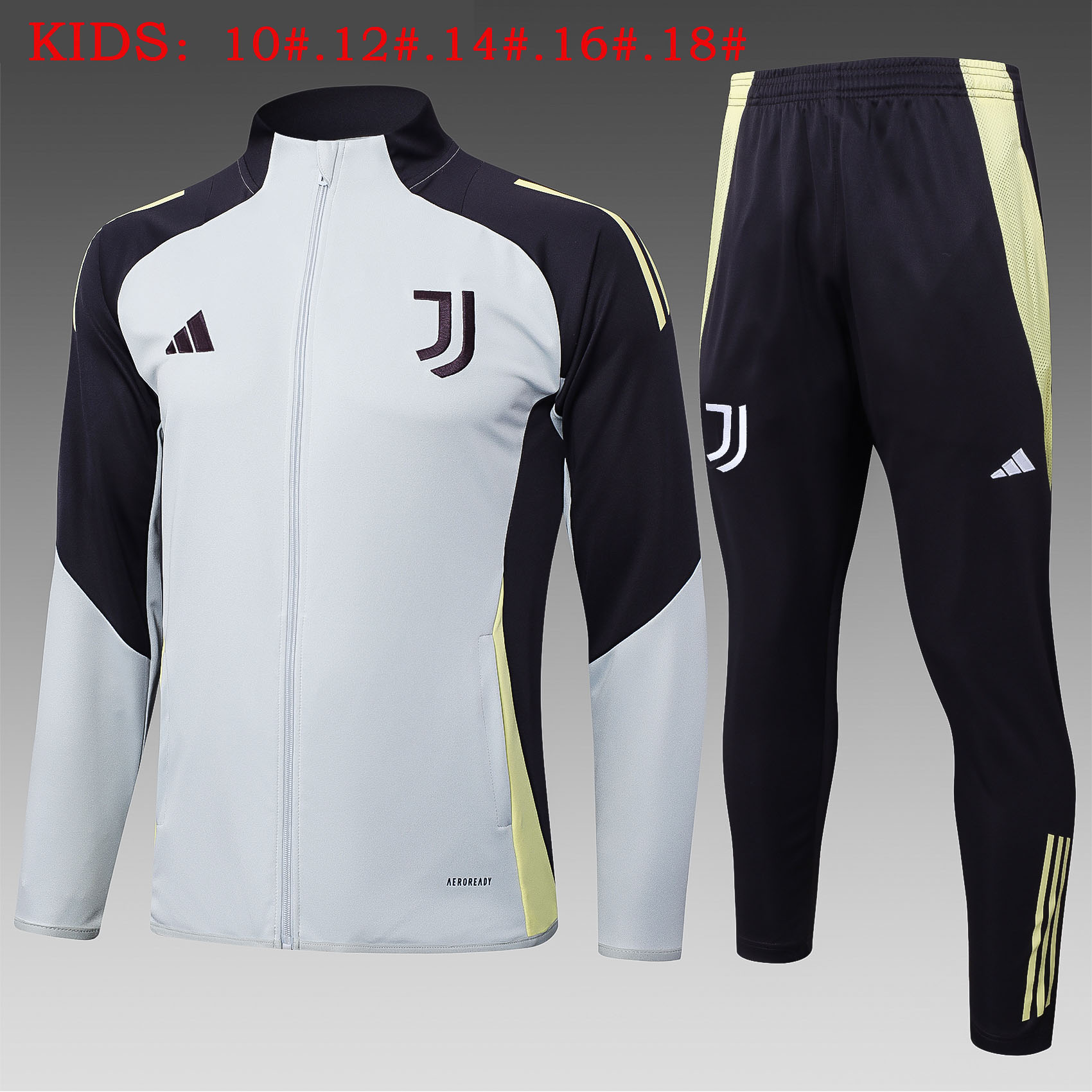 Kids Juventus Training Kit (Jacket+Pants) Light Grey 2025/26 - sinoshirt