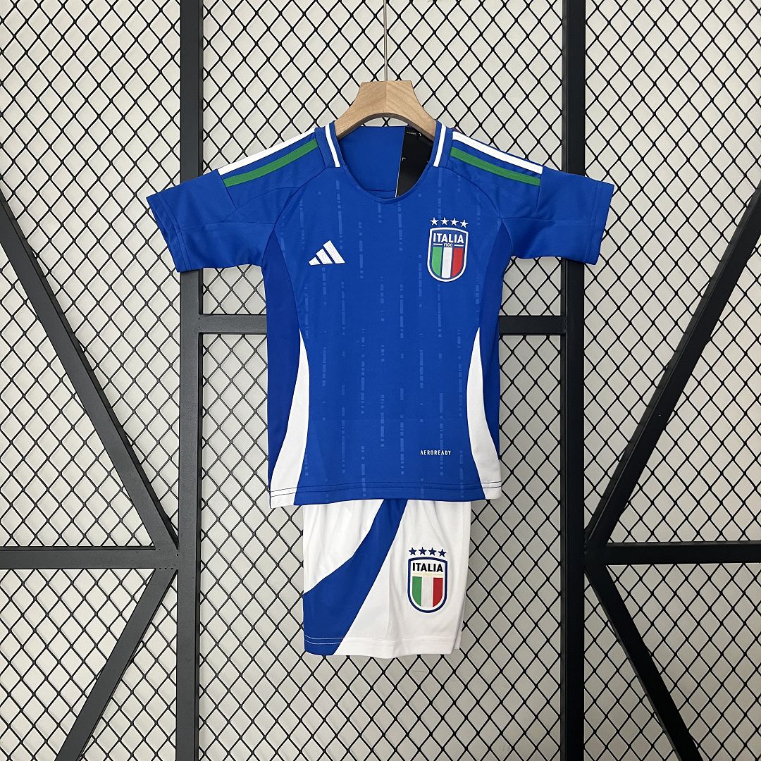 Italy Home Football Uniform Kids Kit Jersey+Shorts EURO 2024 - sinoshirt