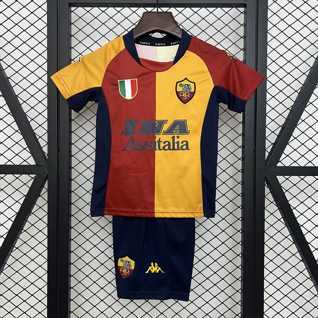 Roma Retro Soccer Jersey Home Kids Kit Jersey+Shorts 2001/02 - sinoshirt