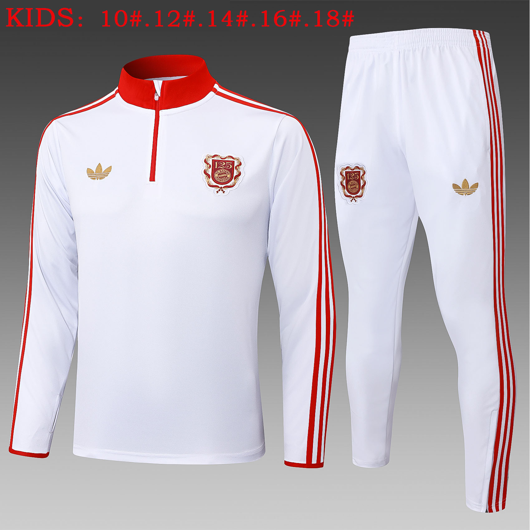 Kids Bayern Munich Training Kit (Sweatshirt+Pants) White 2025/26 - 125th Anniversary - sinoshirt