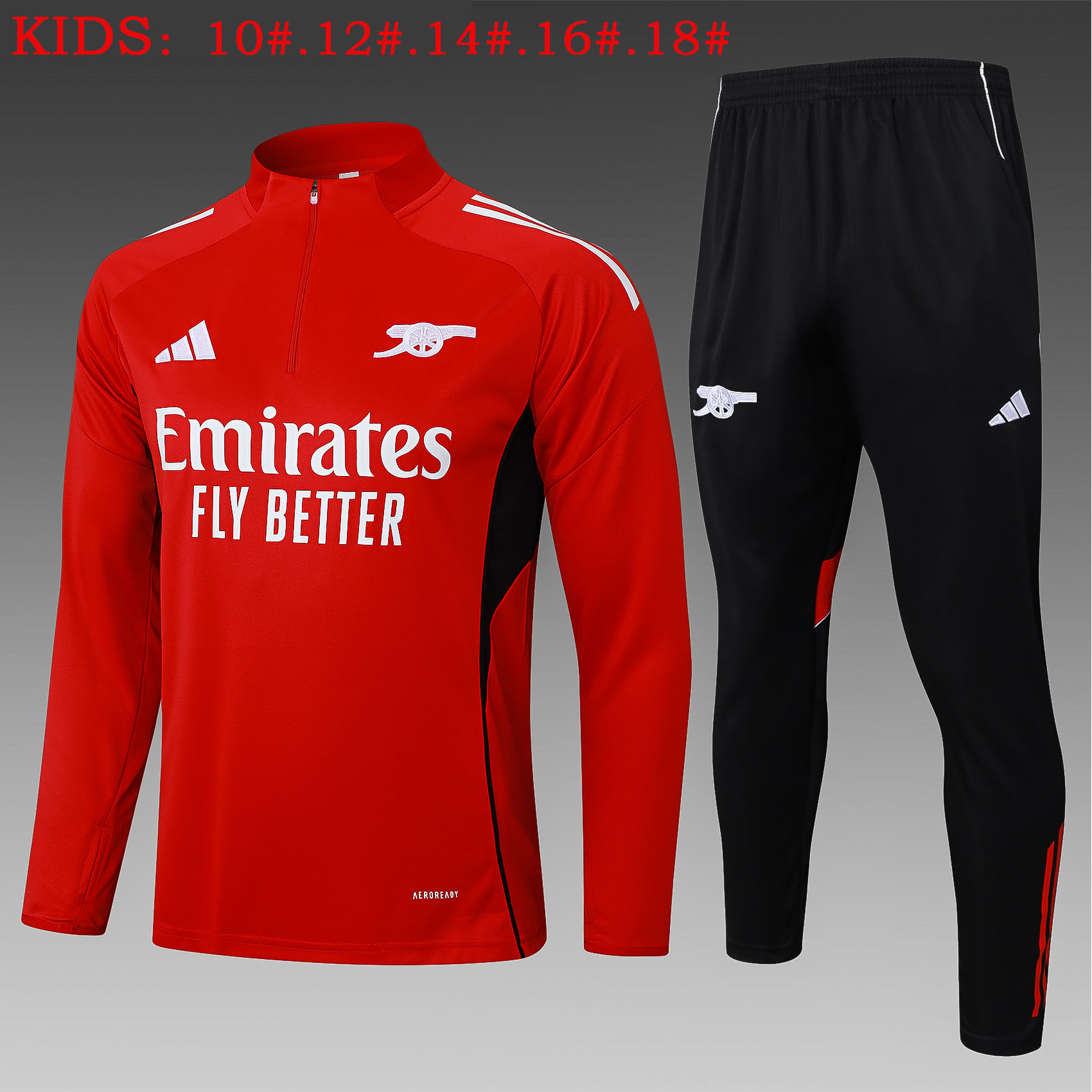 Kids Arsenal Training Kit (Sweatshirt+Pants) Red 2025/26 - sinoshirt