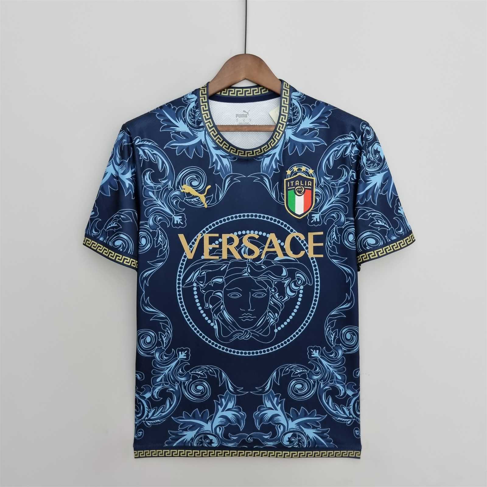 Italy Soccer Jersey x Versace Blue Special Edition Custom Shirt 2022 - sinoshirt