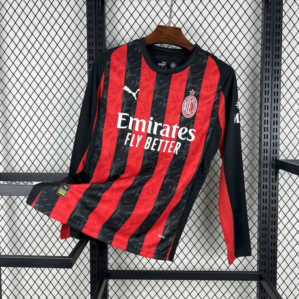 AC Milan Soccer Jersey Home Long Sleeves Custom Shirt 2025/26 - sinoshirt