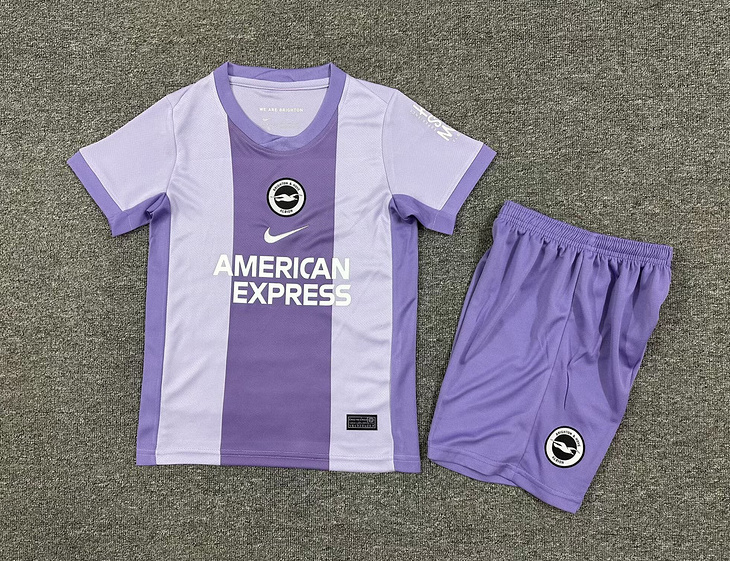 Brighton & Hove Albion Football Jersey Away Kids Kit Jersey+Shorts 2025/26 - sinoshirt