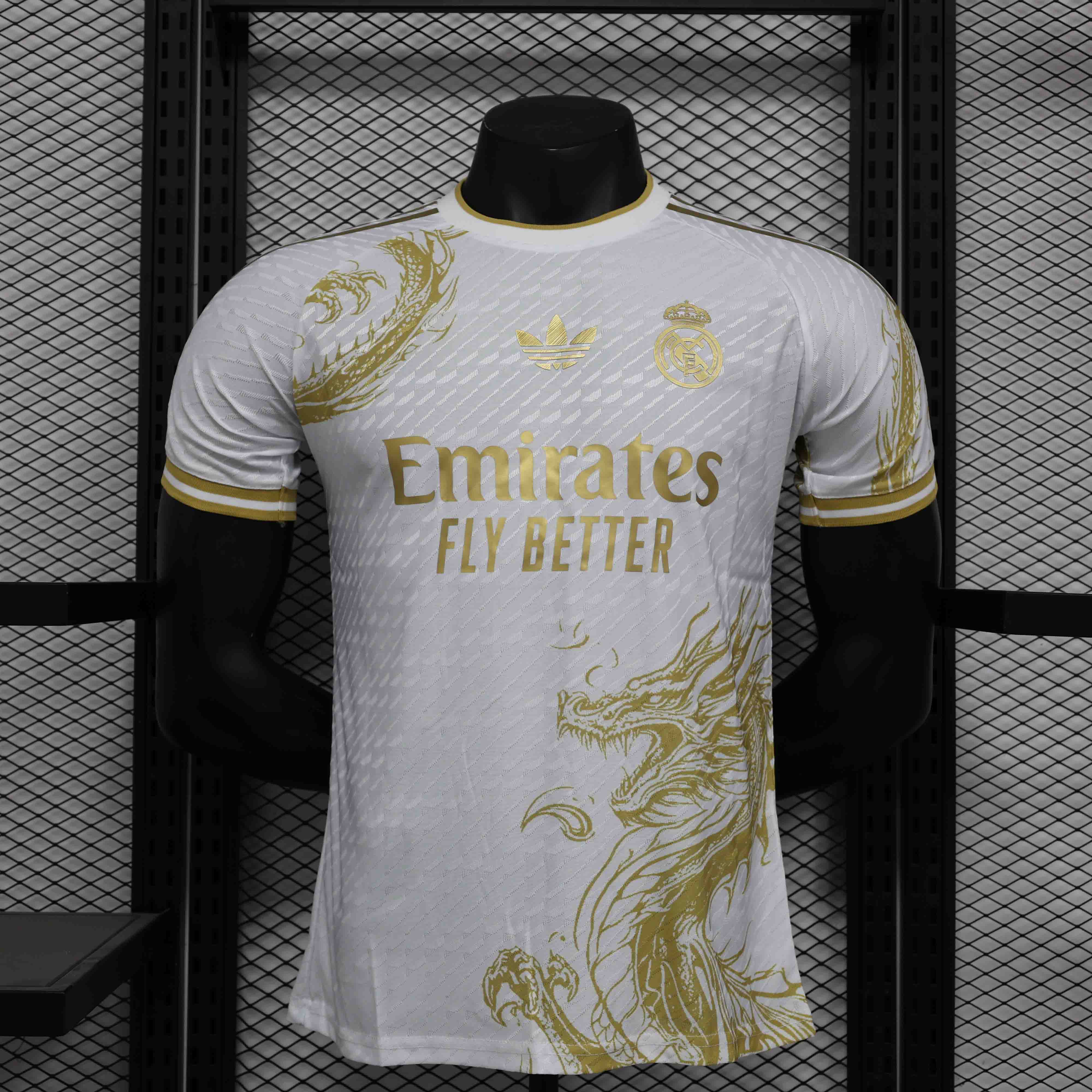 Real Madrid Authentic Soccer Jersey Golden Dragon White Special Edition Shirt 2024/25 - sinoshirt