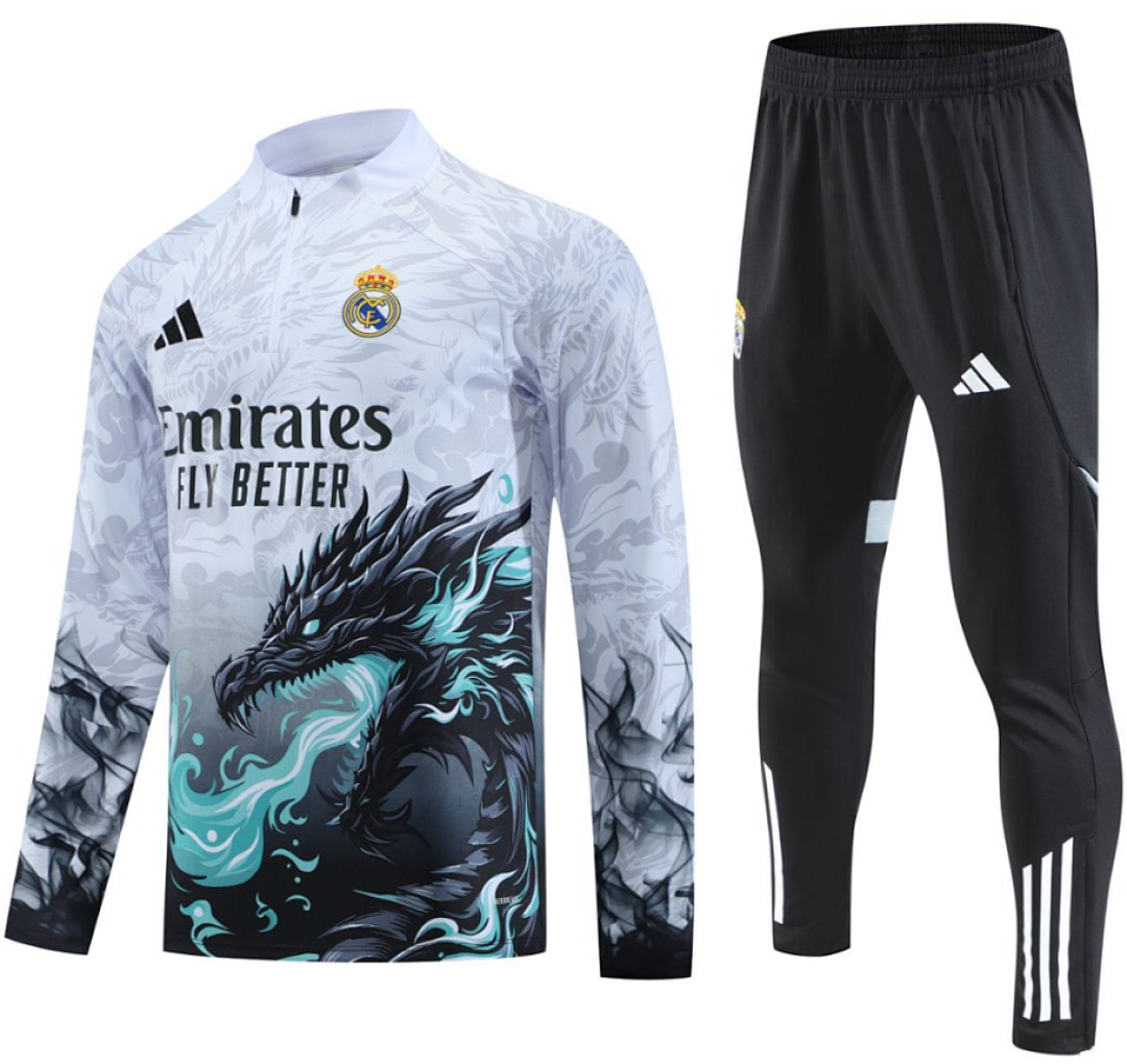 Kids Real Madrid Training Kit (Sweatshirt+Pants) Dragon 2025/26 - sinoshirt