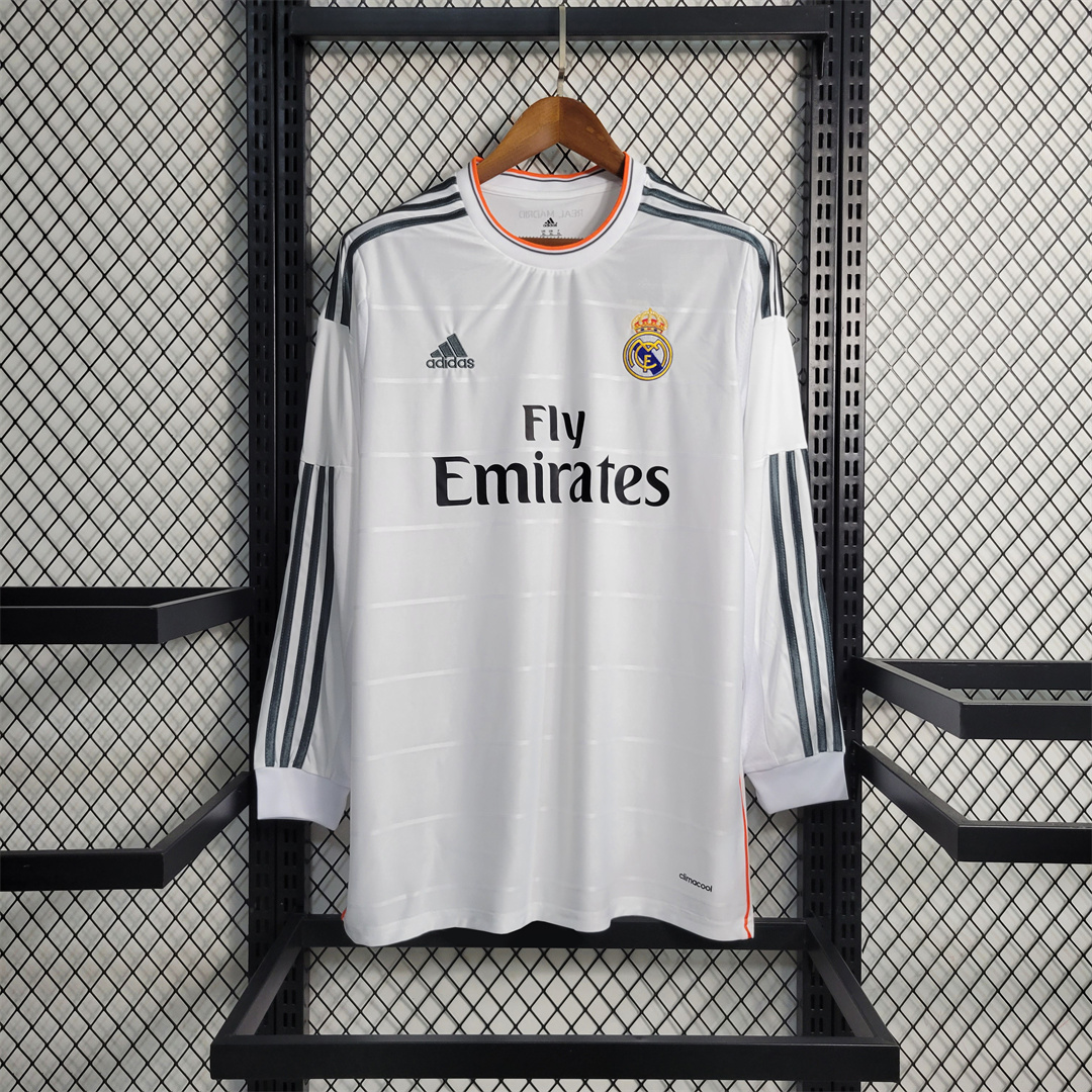 Real Madrid Retro Jersey Home Custom Long Sleeve Soccer Shirt 2013/14 - sinoshirt