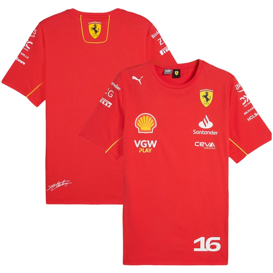 Scuderia Ferrari F1 Racing Team Charles Leclerc Driver T-Shirt 2024 - sinoshirt