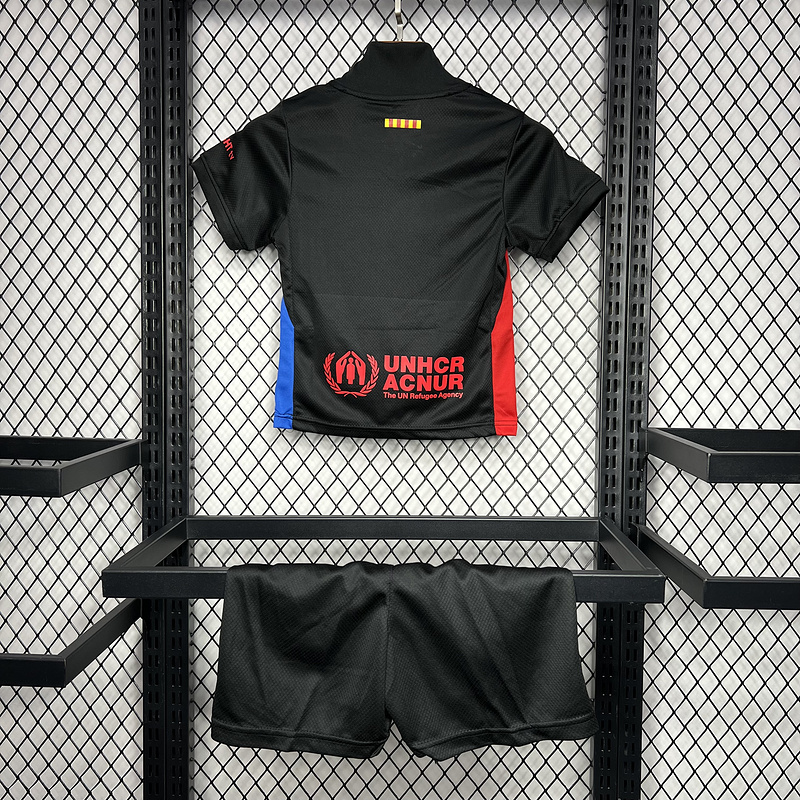Barcelona Soccer Jersey Away Custom Kids Kit Jersey+Shorts 2024/25 Spotify Logo Without Text - sinoshirt