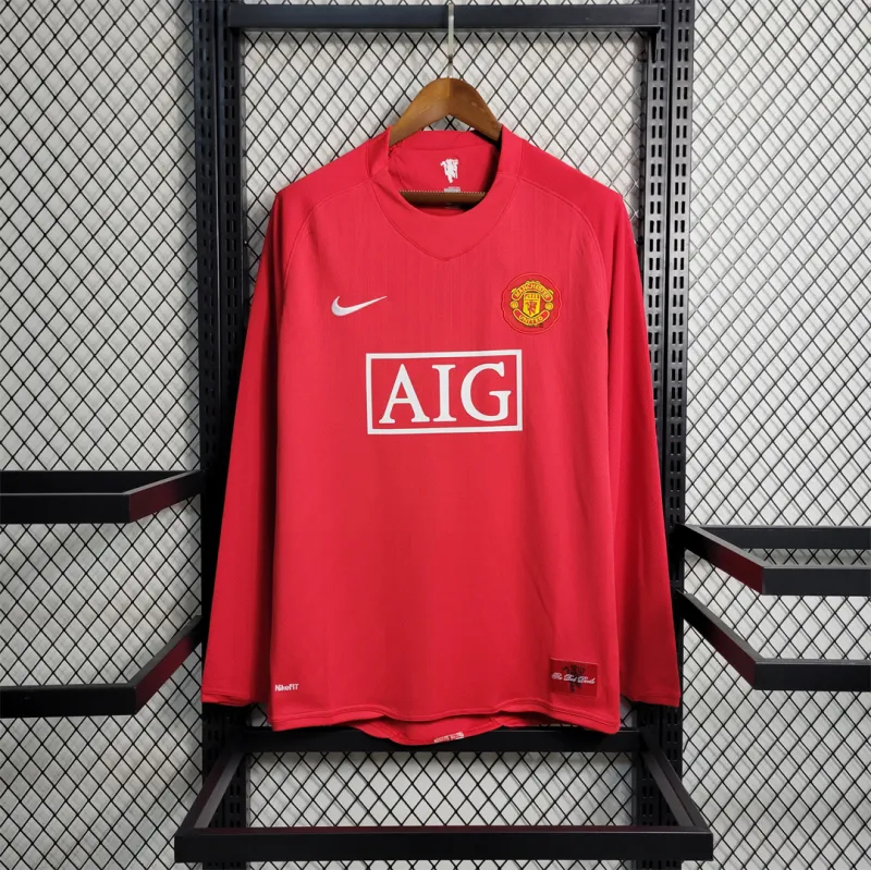 Manchester United Retro Home Long Sleeve Football Jersey Shirt 2007/08 - sinoshirt