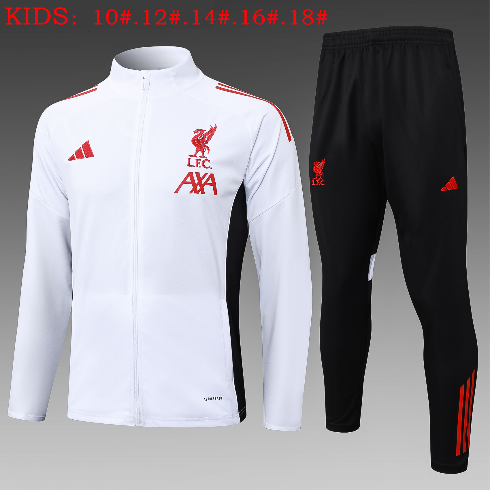 Kids Liverpool Training Kit (Jacket+Pants) White 2025/26 - sinoshirt