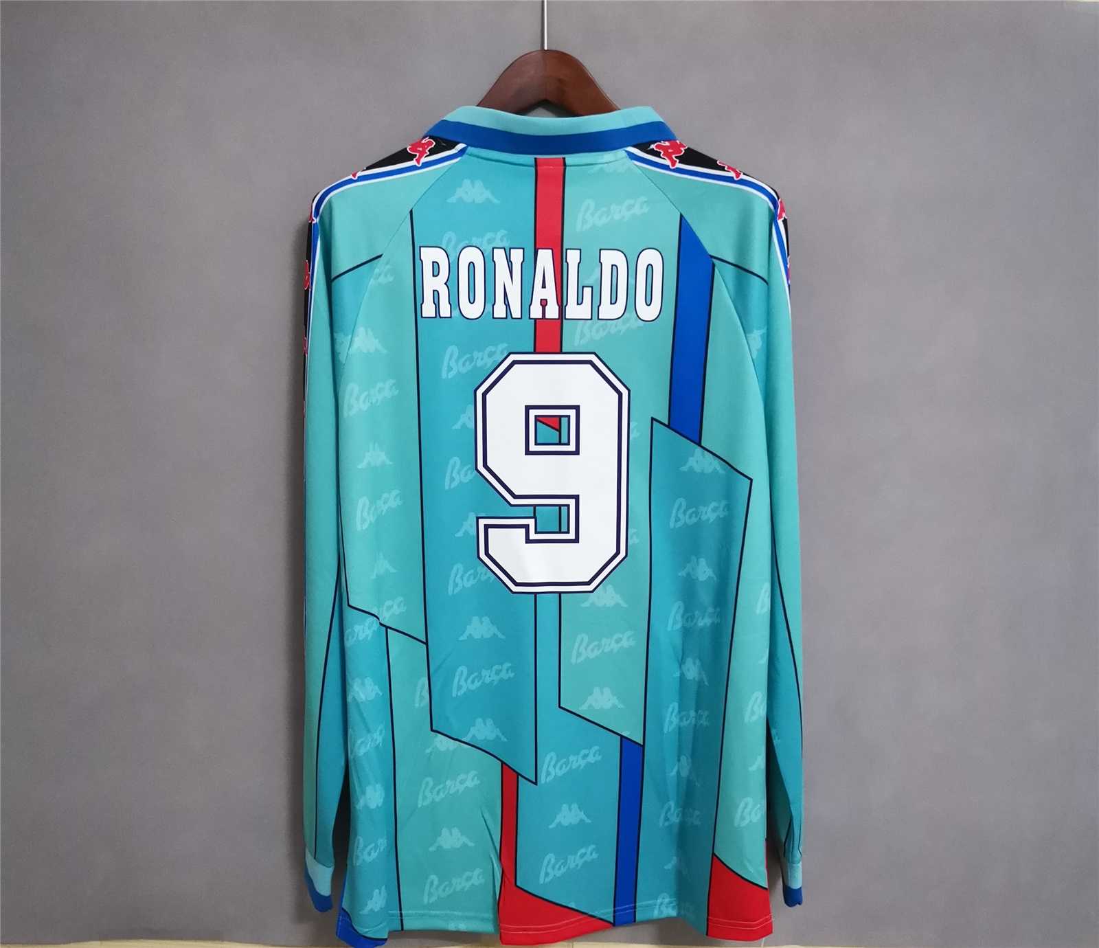 Barcelona Retro Jersey Away Long Sleeve Soccer Shirt 1996-97 - sinoshirt