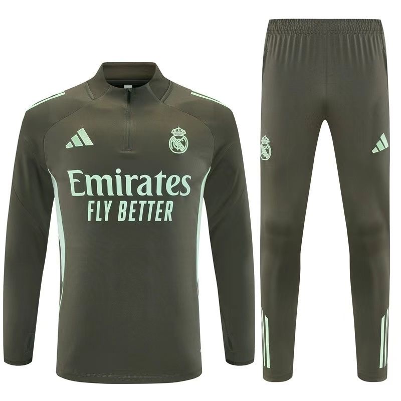 Kids Real Madrid Training Kit (Sweatshirt+Pants) Brown 2025/26 - sinoshirt