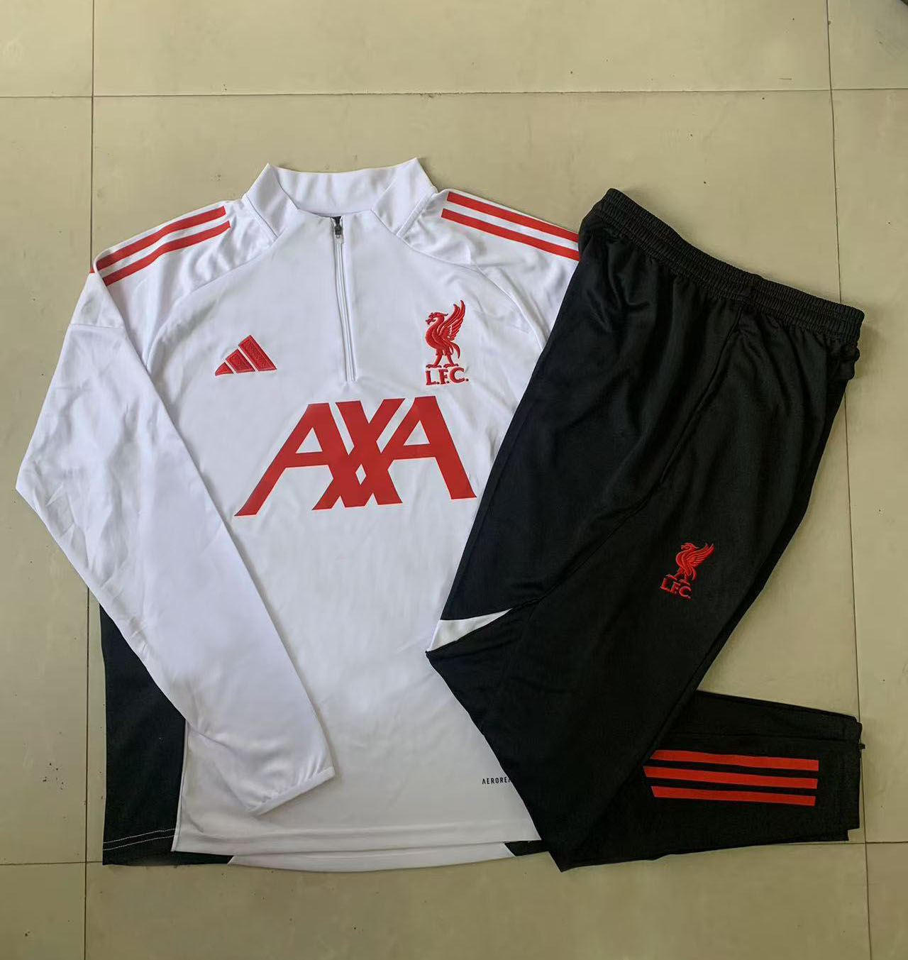 Kids Liverpool Training Kit (Sweatshirt+Pants) White 2025/26 - sinoshirt