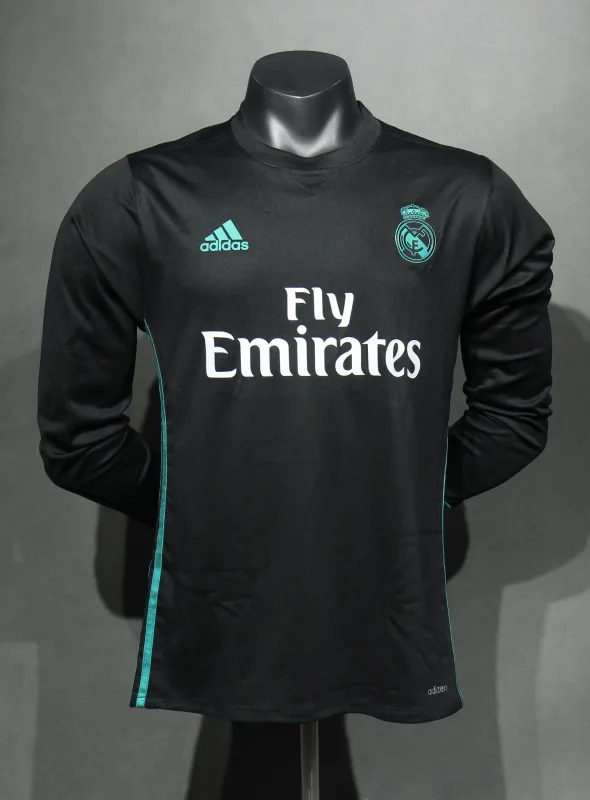 Real Madrid Authentic Retro Jersey Away Long Sleeve Soccer Shirt 2017/18 - sinoshirt