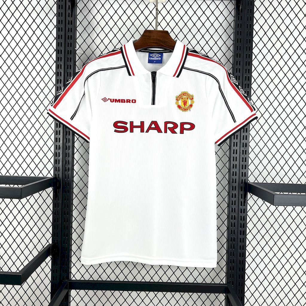 Manchester United Retro White Football Jersey Shirt 1998/99 - sinoshirt