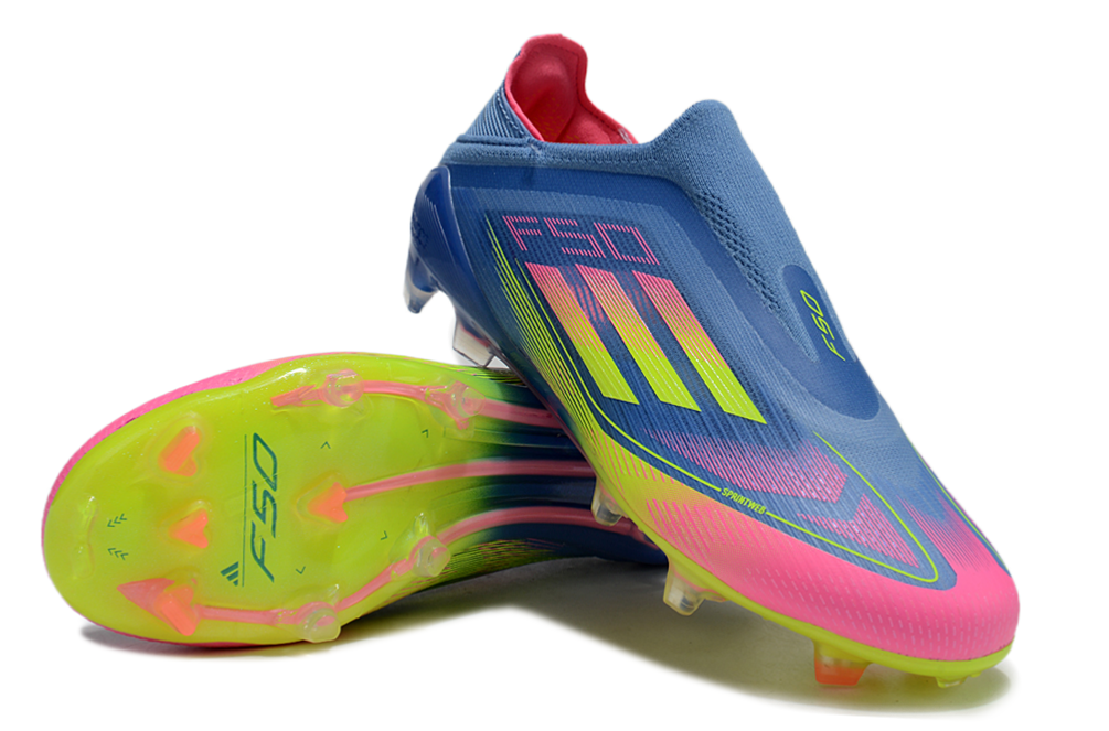 F50 Elite Laceless FG Celestial Victory - Blue Fusion/Lucid Lemon/Lucid Pink - sinoshirt