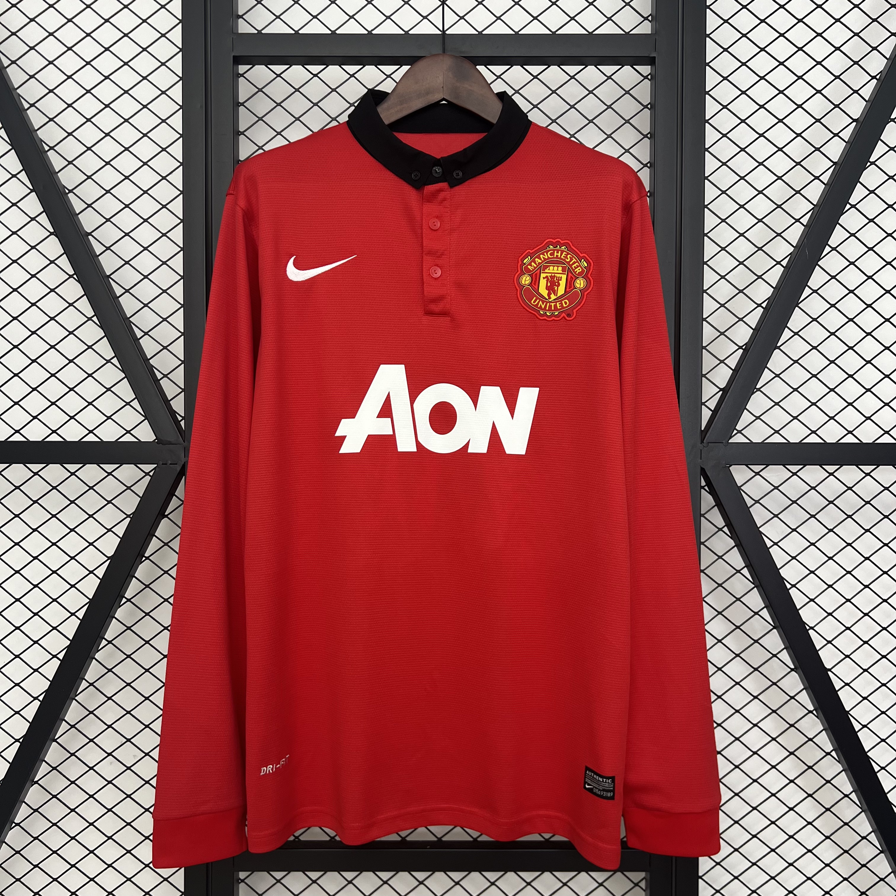 Manchester United Retro Home Long Sleeve Football Jersey Shirt 2013/14 - sinoshirt