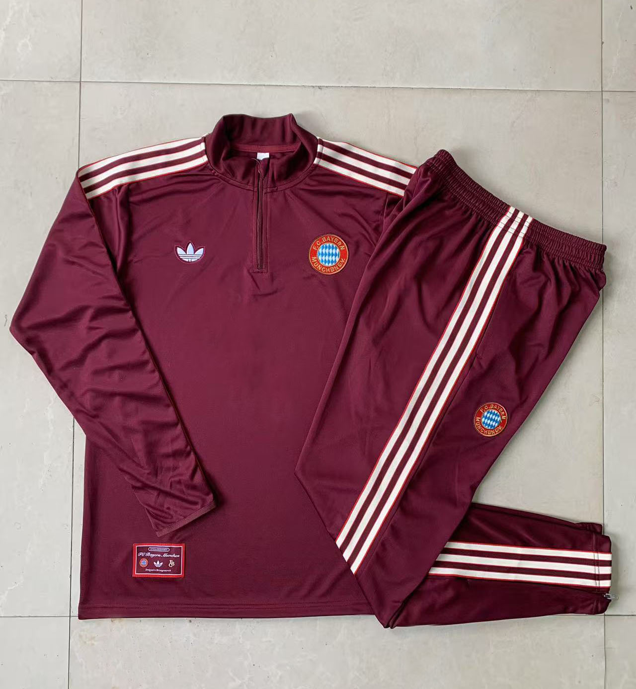 Kids Bayern Munich Training Kit (Sweatshirt+Pants) Deep Red 2025/26 - sinoshirt
