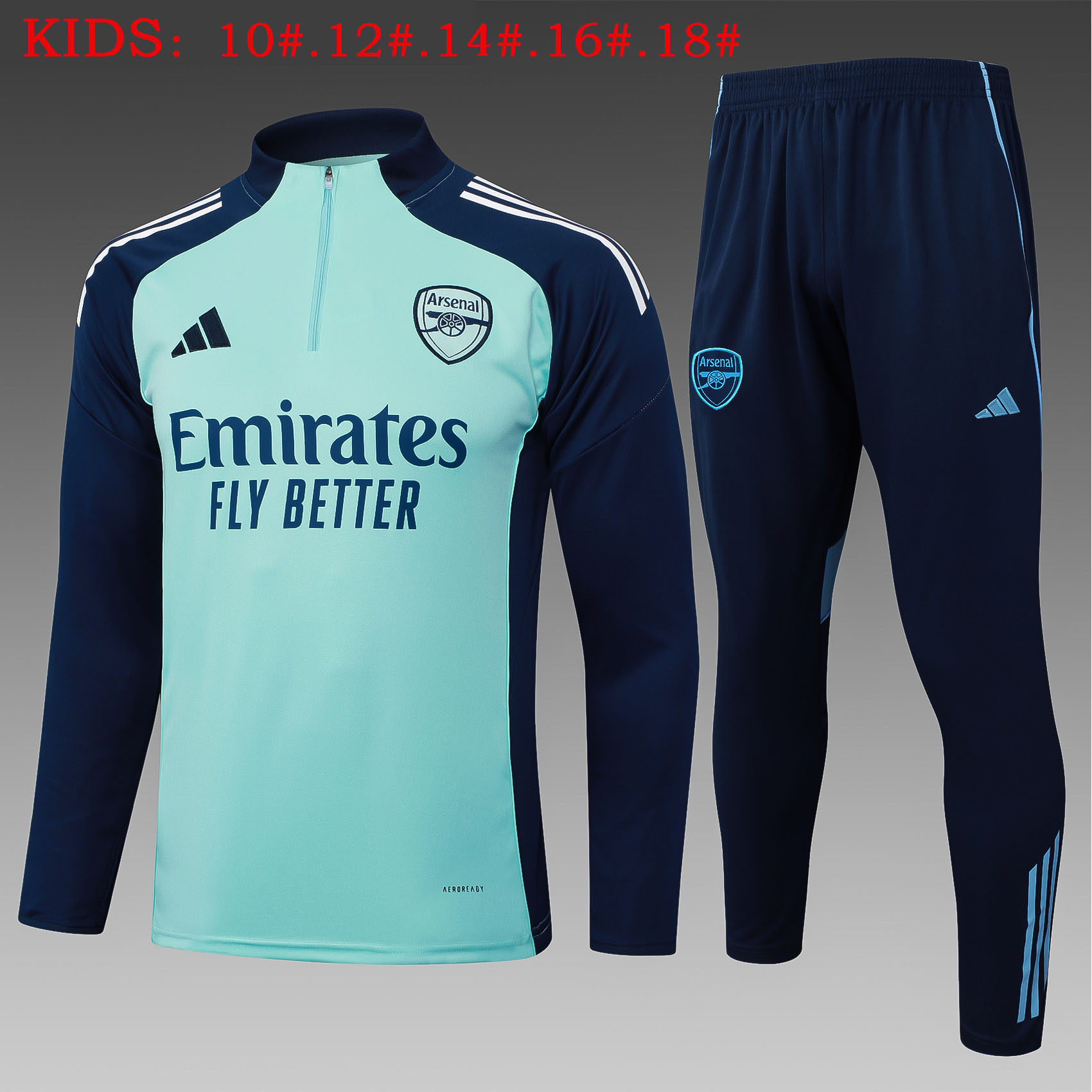 Kids Arsenal Training Kit (Sweatshirt+Pants) Light Green 2025/26 - sinoshirt