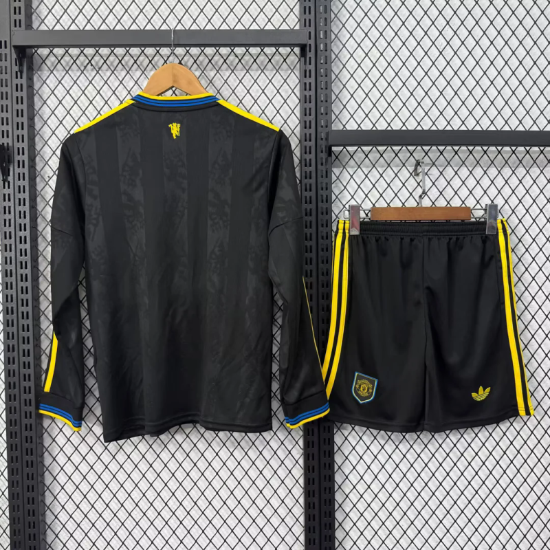 Manchester United Third Away Kids Long Sleeve Kit Jersey+Shorts 2025/26 - sinoshirt