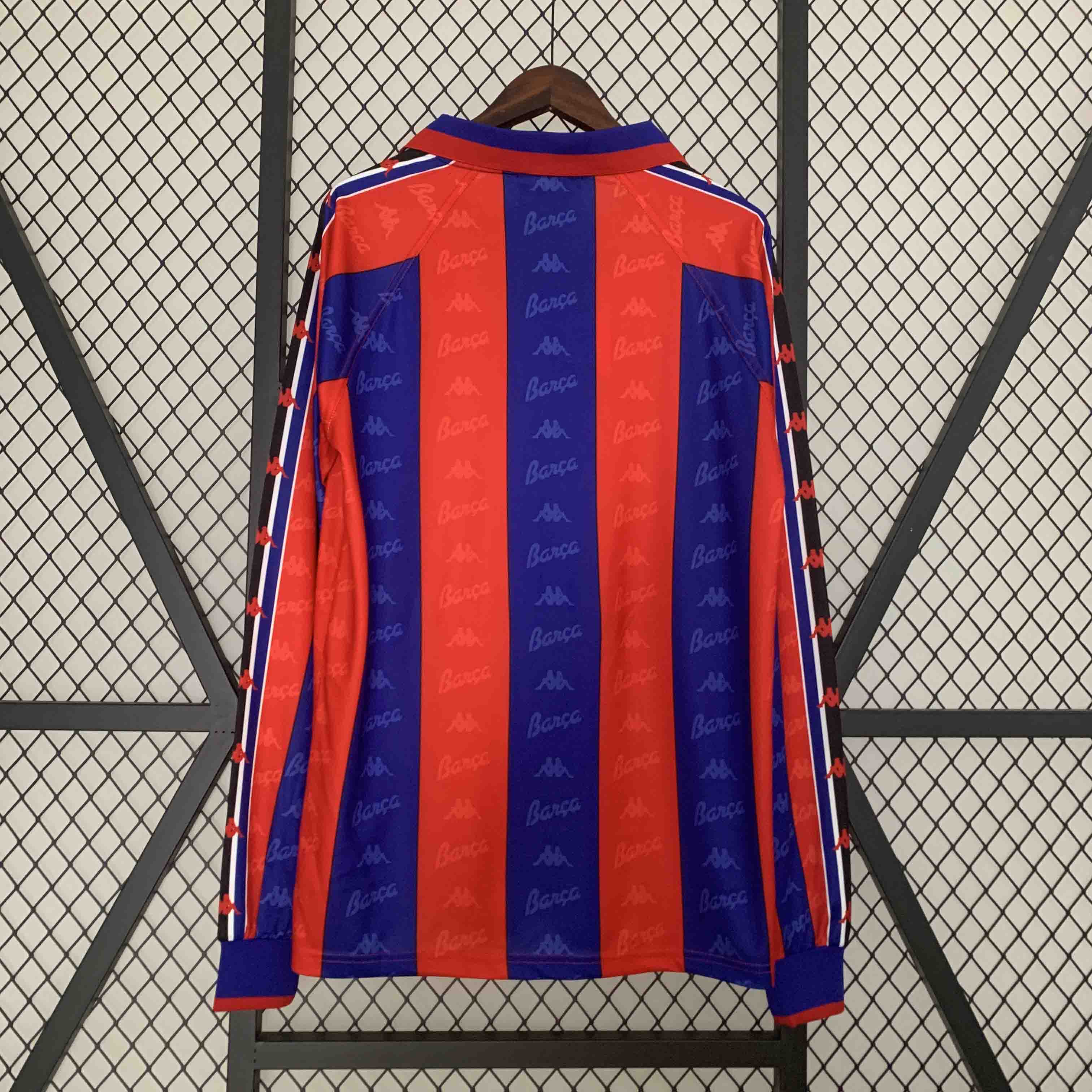 Barcelona Retro Jersey Home Long Sleeve Soccer Shirt 1996-97 - sinoshirt
