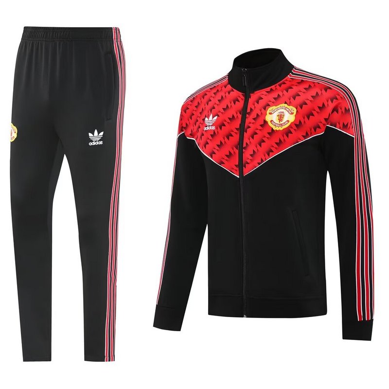 Kids Manchester United Training Kit (Jacket+Pants) Black 2025/26 - sinoshirt