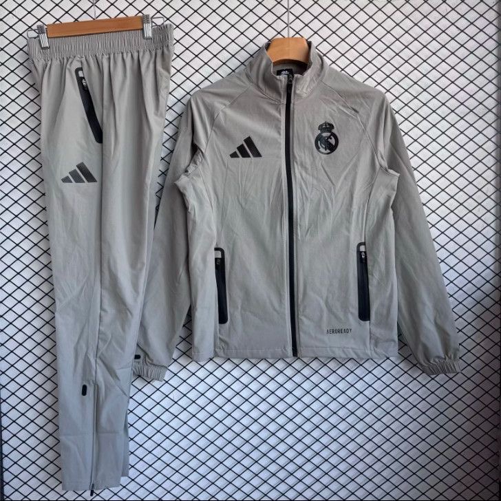 Real Madrid Windbreaker With Pants Gray 2025-26 - sinoshirt