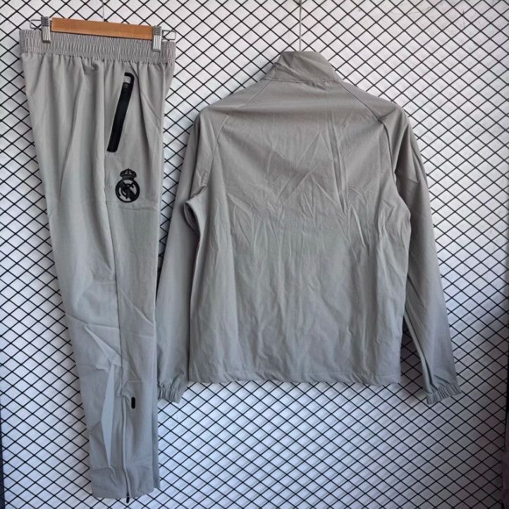 Real Madrid Windbreaker With Pants Gray 2025-26 - sinoshirt