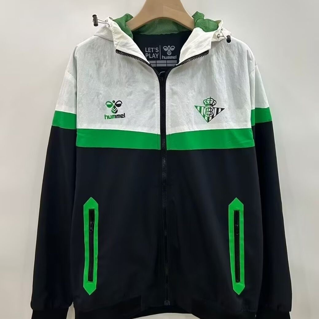 Real Betis Retro Windbreaker Hoodie Jacket Green 2025/26 - sinoshirt