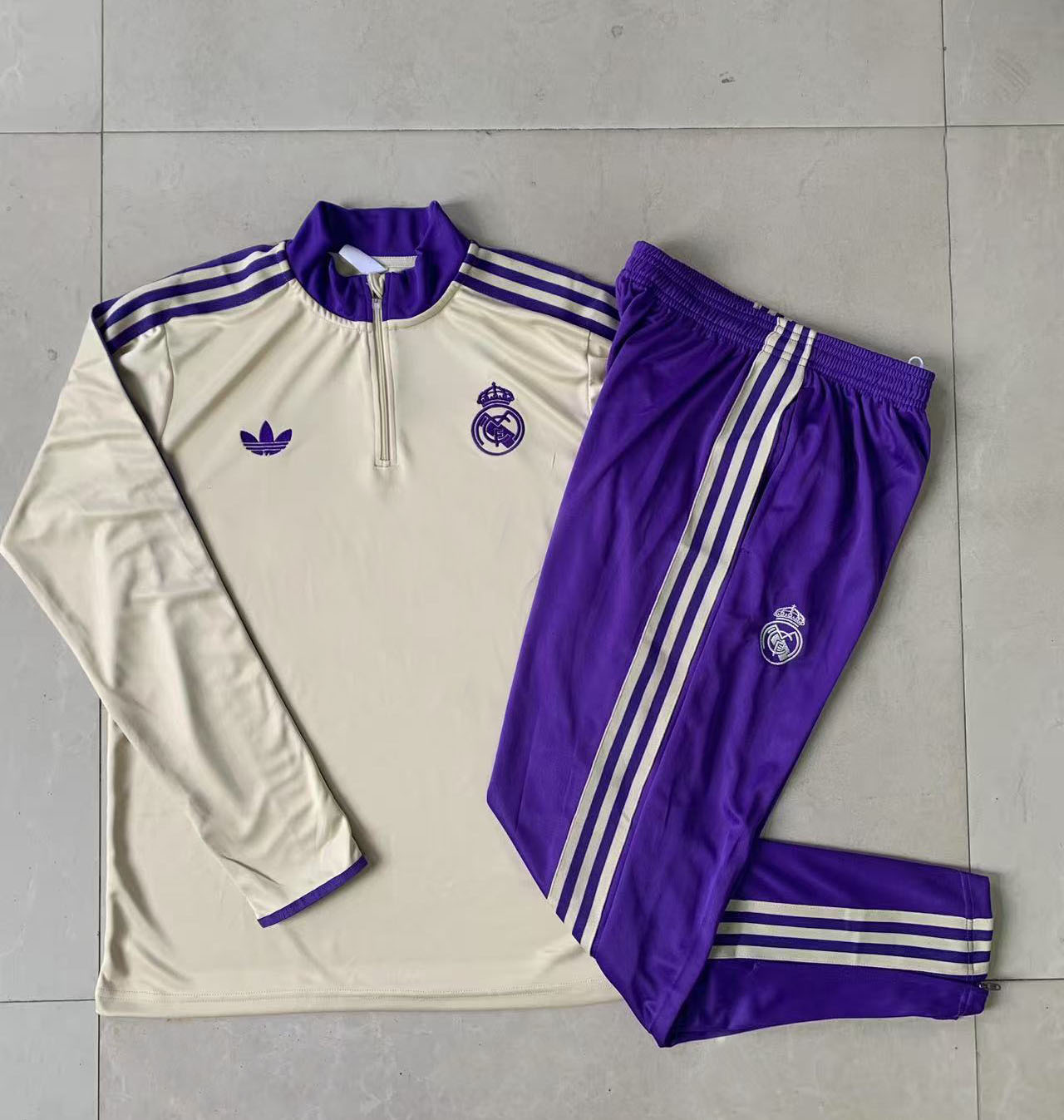 Kids Real Madrid Training Kit (Sweatshirt+Pants) Apricot 2025/26 - sinoshirt