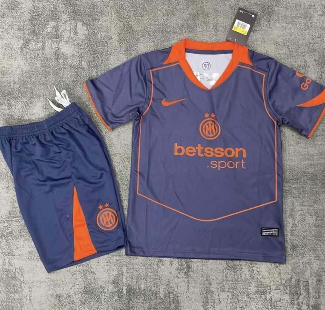 Inter Milan Soccer Jersey Third Away Kids Kit Jerseys+Shorts 2025/26 - sinoshirt