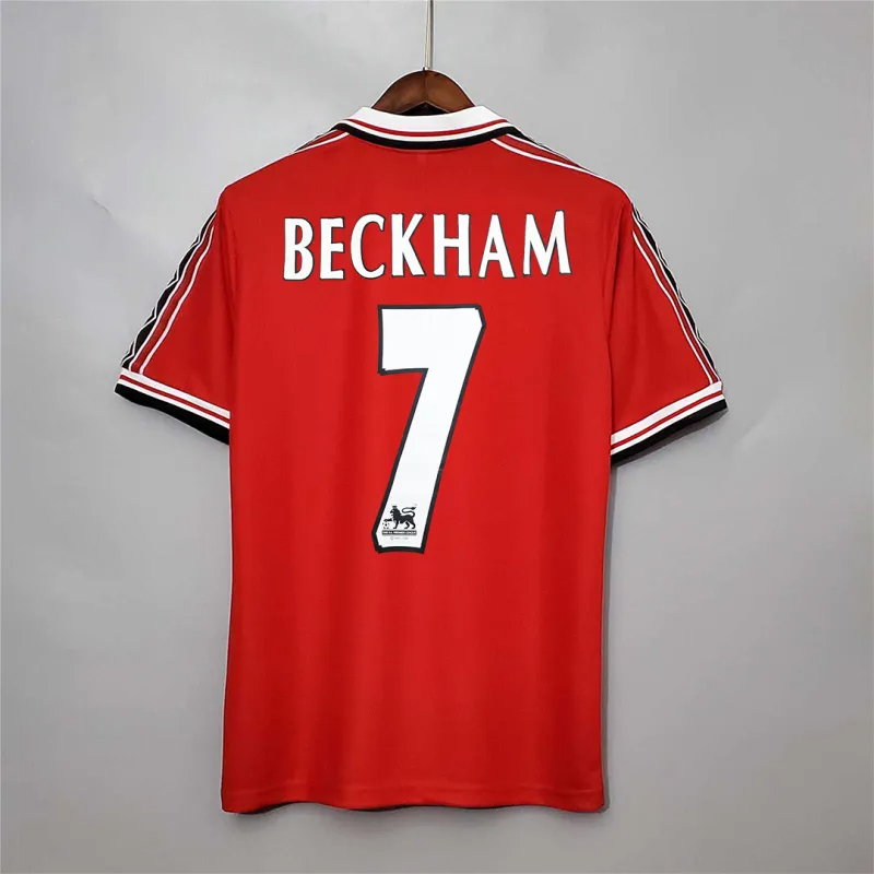 Beckham #7 Manchester United Retro Home Football Jersey Shirt 1998/99 - sinoshirt